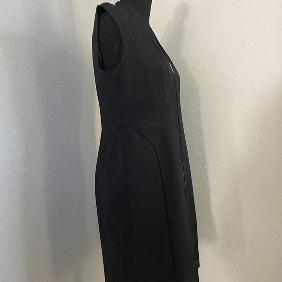 Like New Lafayette 148 Imani Sleeveless Zip-Front Sheath Dress in Black Size 8 - Picture 3 of 8